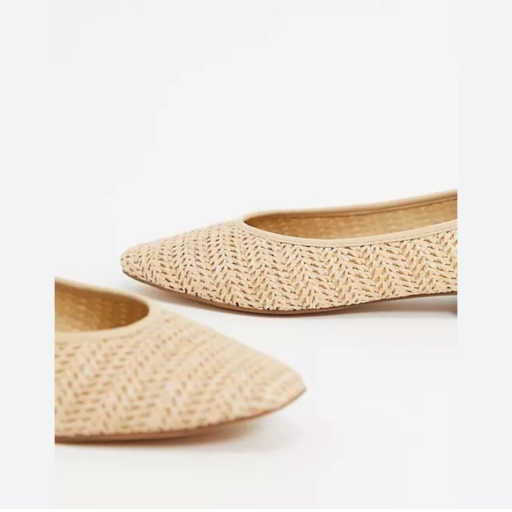 ASOS Natural Woven Pointed Ballet Flats